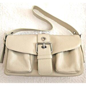 Maxx New York Leather Cream Handbag Shoulder Bag Adjustable Strap 12 x 6 x 3